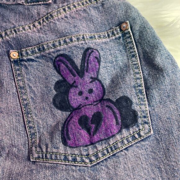 Free People We The Free Upcycled Cutoff Denim Button Front Mini Skirt Sz XS - Picture 5 of 11